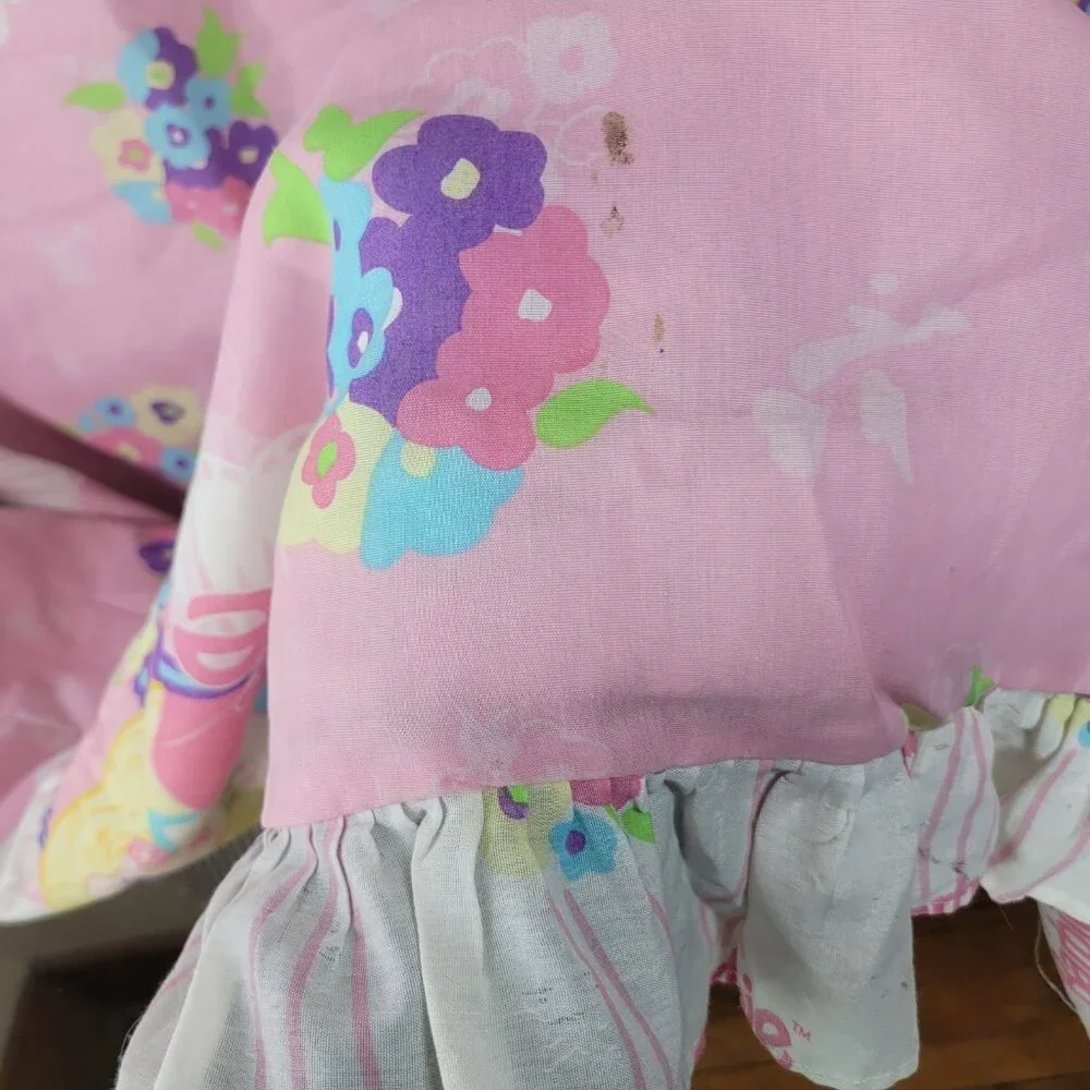 Vintage 90s Mattel 2 Sided Barbie Floral Comforter Twin XL Full 82